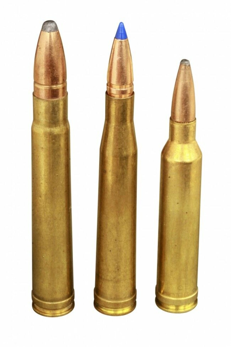 Magnumpatroner har ofte et såkalt magnumbelte ved hylsebasen. I .375 Holland & Holland Magnum (til venstre) har beltet en funksjon ved å posisjonere patronen i kammeret. I de andre er beltet mer til pynt, og har blitt med på lasset under utviklingen. .300 Holland & Holland Magnum og 7mm Remington Magnum. Magnumpatroner har ofte et såkalt magnumbelte ved hylsebasen. I .375 Holland & Holland Magnum (til venstre) har beltet en funksjon ved å posisjonere patronen i kammeret. I de andre er beltet mer til pynt, og har blitt med på lasset under utviklingen. .300 Holland & Holland Magnum og 7mm Remington Magnum.