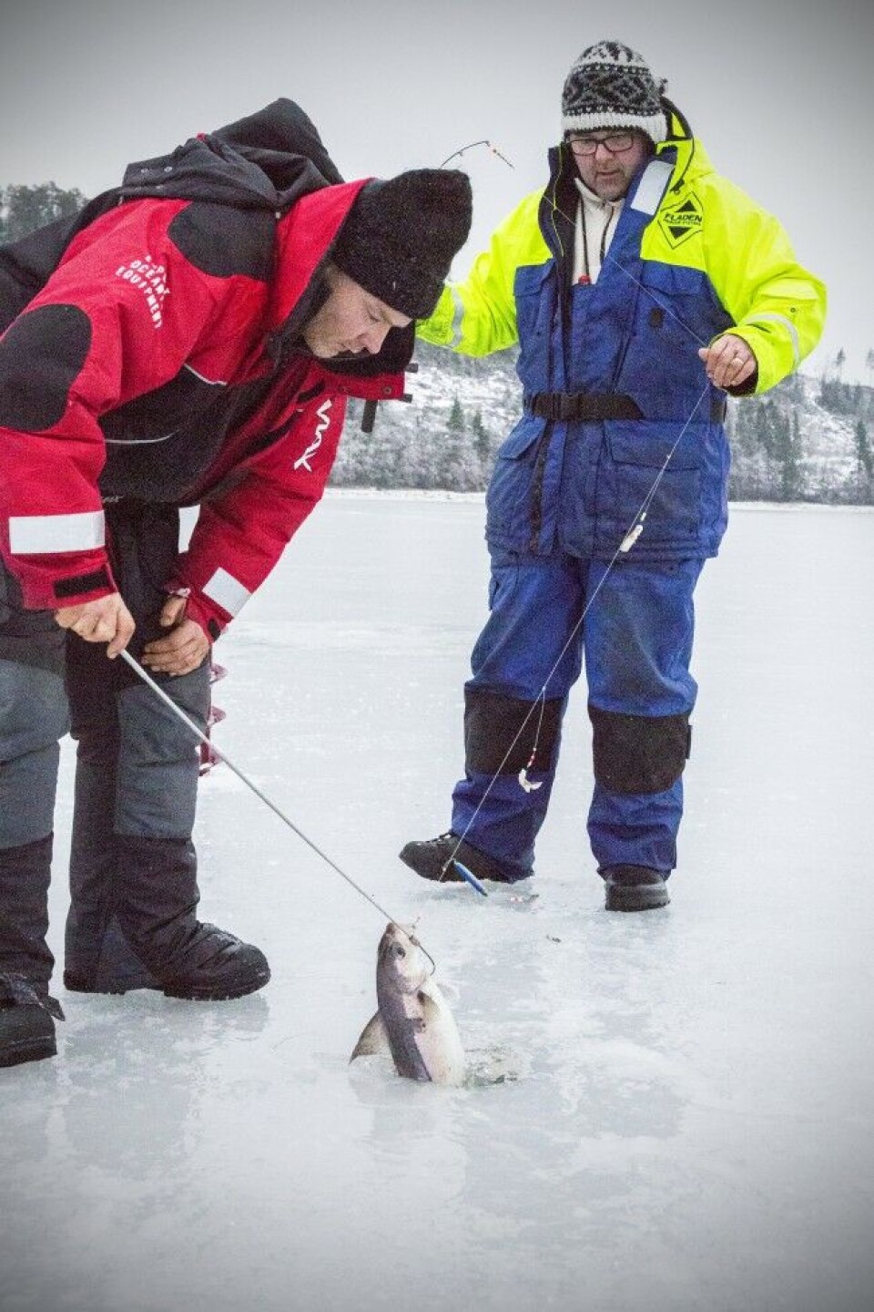 En liten klepp kan komme godt med når fangsten skal sikres opp gjennom hullet. En liten klepp kan komme godt med når fangsten skal sikres opp gjennom hullet.