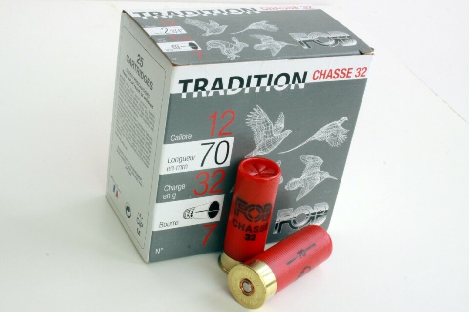 FOB Tradition Chasse 32 er en helt kurant rypepatron, som presterer godt tidig i sesongen. FOB Tradition Chasse 32 er en helt kurant rypepatron, som presterer godt tidig i sesongen.