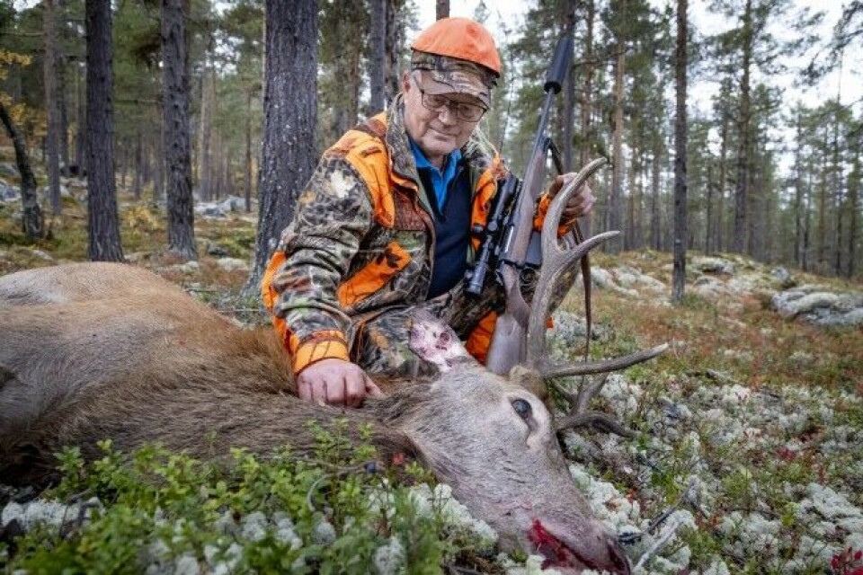 Jovisst kom jaktlykken denne gangen også, men helt ut av det blå. Det skulle gå seks drev før Jonny Skogum fikk denne hjortebukken rett i fanget. Jovisst kom jaktlykken denne gangen også, men helt ut av det blå. Det skulle gå seks drev før Jonny Skogum fikk denne hjortebukken rett i fanget.