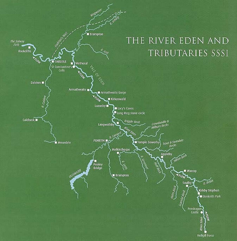 River Eden henter sitt vann fra en rekke tilløpselver i området, noe som gjør elva relativ trygg mht. vannføring. Elva er lakseførende over et betydelig antall mil, med et vell av fiskemuligheter. River Eden henter sitt vann fra en rekke tilløpselver i området, noe som gjør elva relativ trygg mht. vannføring. Elva er lakseførende over et betydelig antall mil, med et vell av fiskemuligheter.