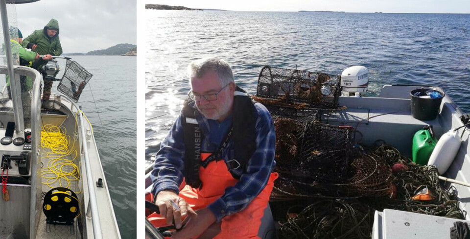 Borge JFF (t.v.) har gått til innkjøp av båt og undervannsdroner for å rydde havbunnen, mens Onsøy JFF har lyktes godt med helt enkelt utstyr. På bildet til høyre har Bjørnar Pedersen båten full av tapte teiner i 2020.