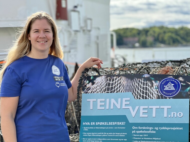 Havforsker Susanna H. Thorbjørnsen leder forskningsprosjektet på spøkelsesfiske. Hun oppfordrer til å vise godt teinevett.