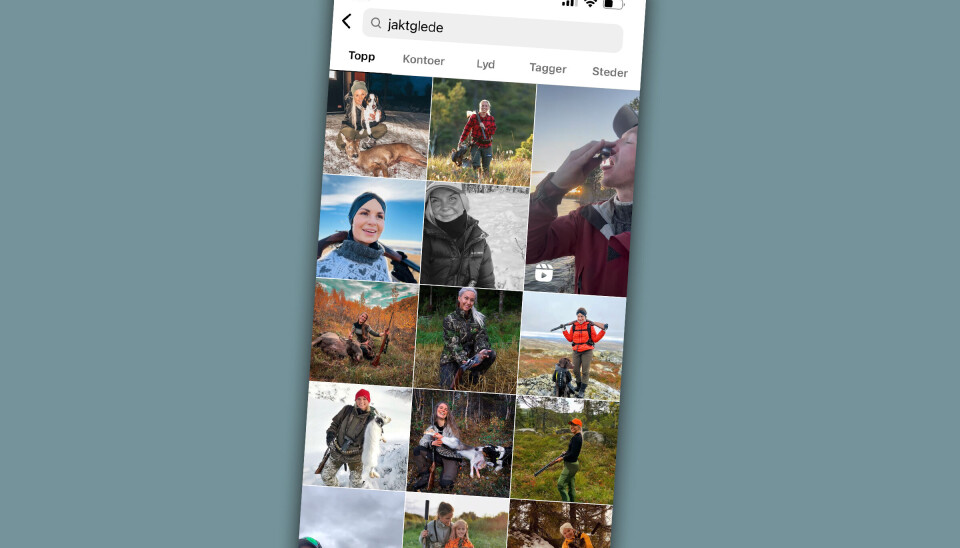 En skjermdump fra den sosiale mediet Instagram med hashtaggen #jaktglede. En skjermdump fra den sosiale mediet Instagram med hashtaggen #jaktglede.