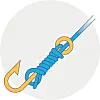 Fiskeknuten snell knot.