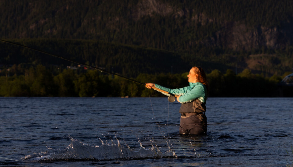 Jeg velger å betrakte fluefiske som en dans de aller fleste kan mestre, sier
kastefantasten fra Stjørdal. Her kaster den ivrige fluefiskeren ut agnet, med dyktighet selvtillit blir det fort fisk!