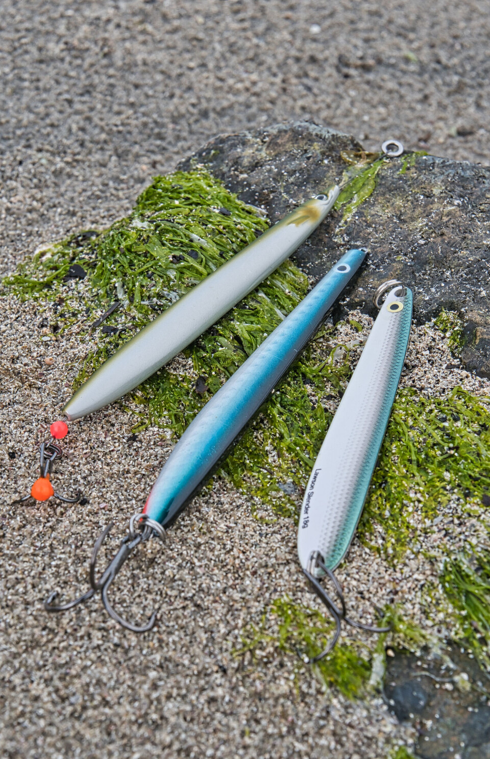 Fra venstre: Abu Sölv Penna (13 g), Westin Sølvpilen (20 g) og Lawson Slender (18 g).