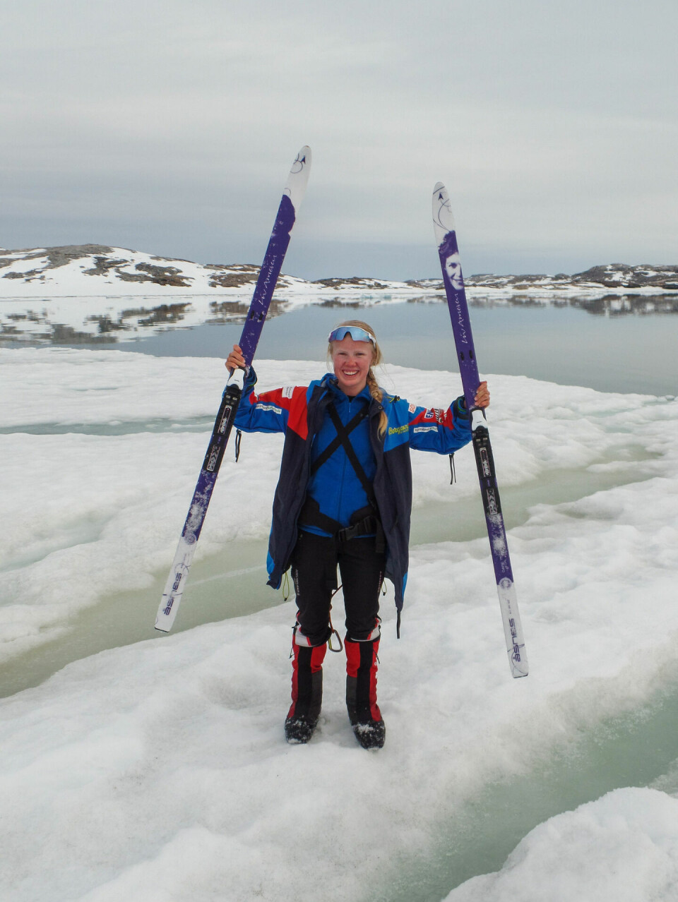 Fremme på østkysten av Grønland etter å ha gått 28 dager på ski. Her er Fremme på østkysten av Grønland etter å ha gått 28 dager på ski.