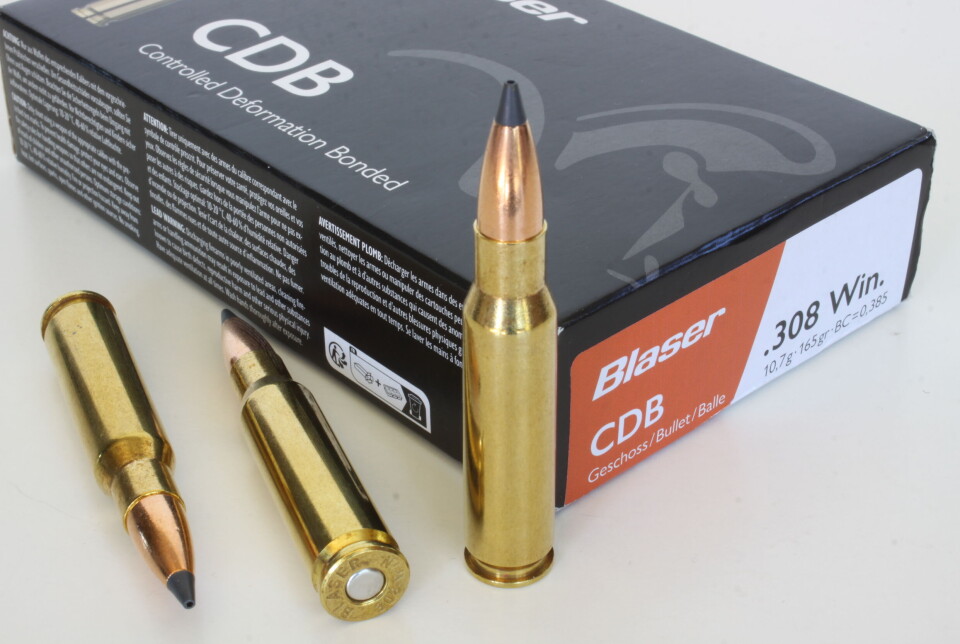 Her ser du Blaser CDB, en kraftig ekspanderende riflekule med blyinnhold. Her ser du Blaser CDB, en kraftig ekspanderende riflekule med blyinnhold.